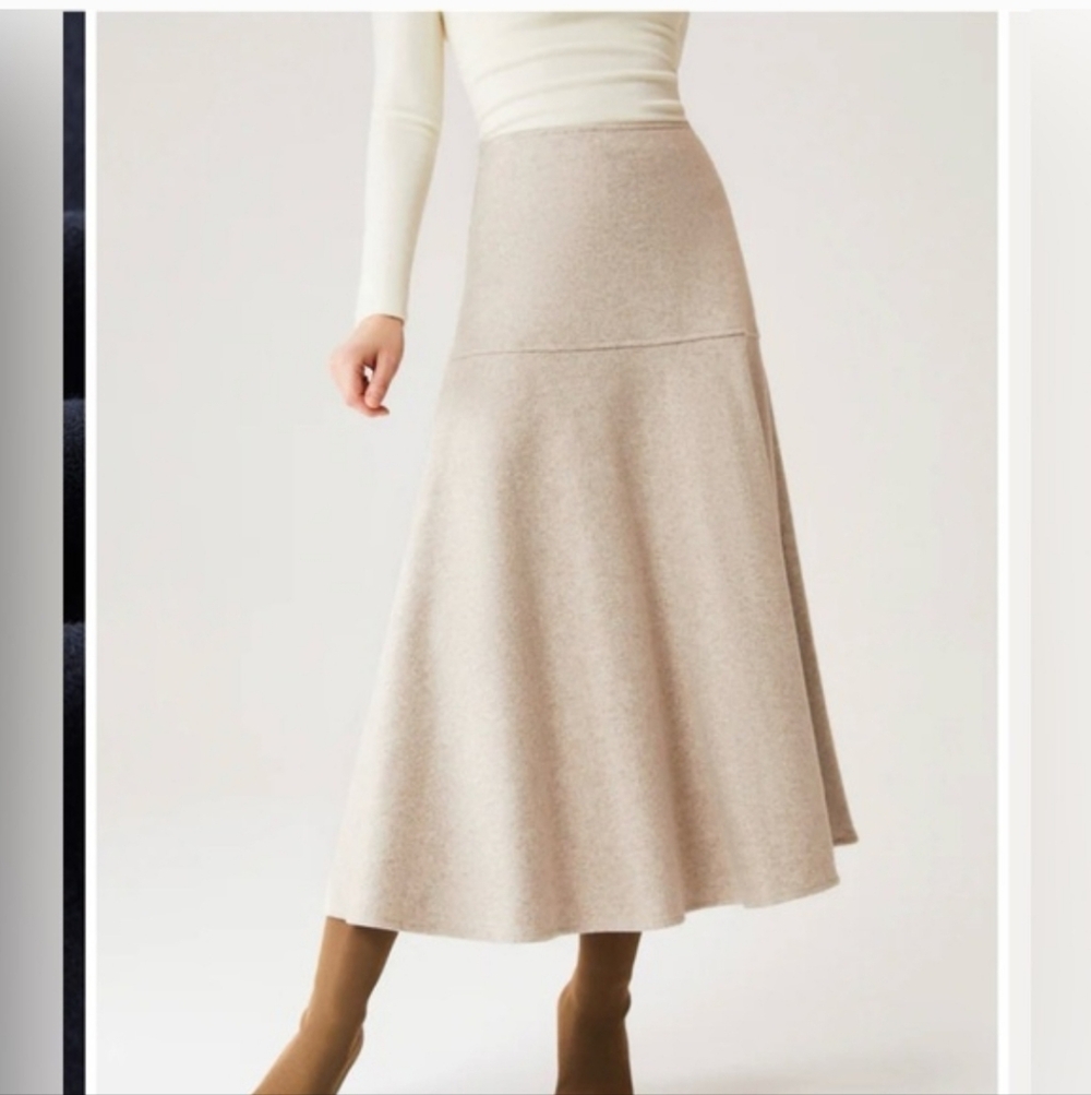 OGL FuzzLuxe Cashmere-like Flared Cream A-Line Maxi Skirt Sz Xs NWT MSRP$89